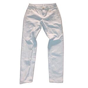 Y2K Masseys Size 10 White Gold Embellished Bedazzled Side Stripe Jeans